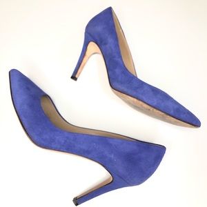 J. Crew Blue Pointed Toe Suede Heels size 6